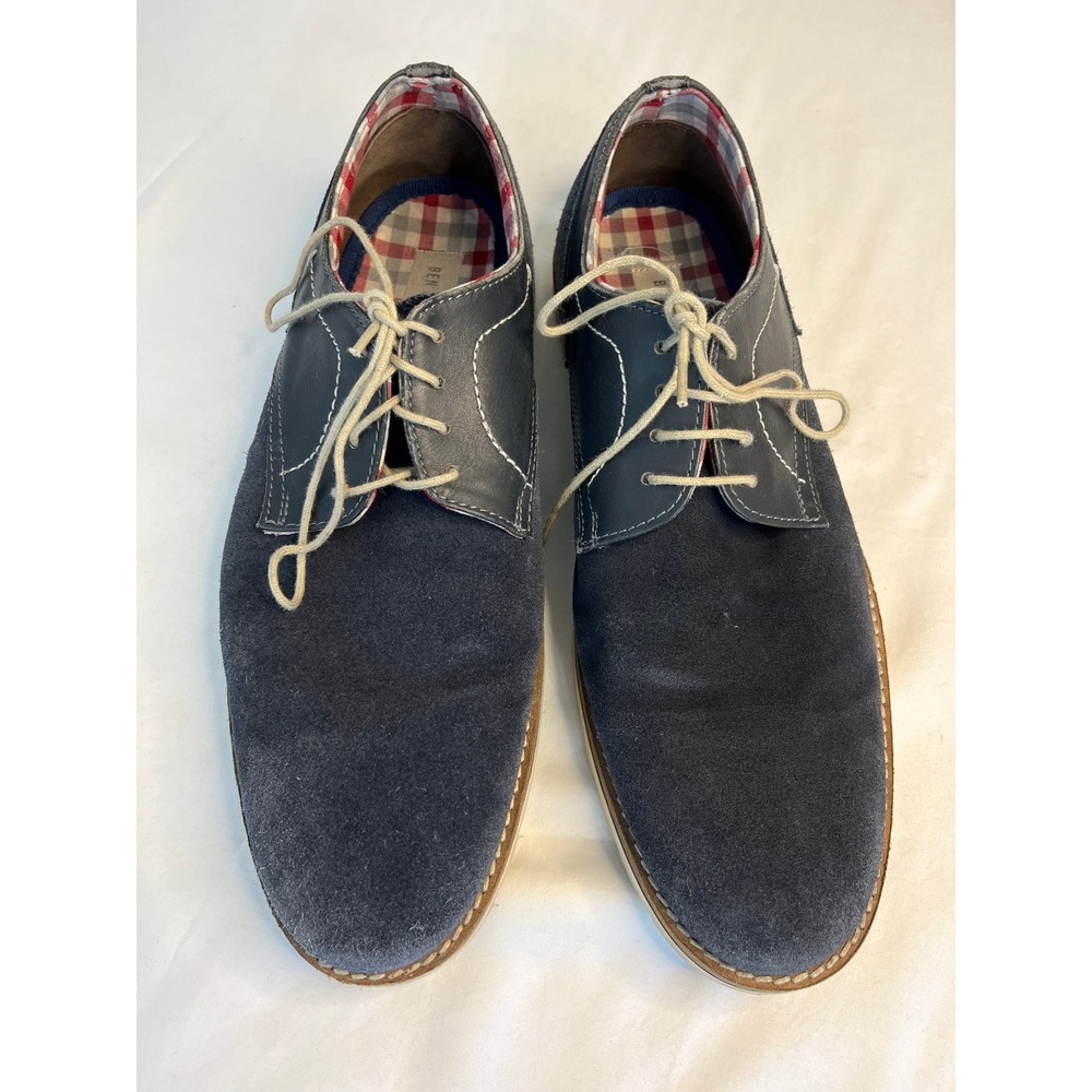 Ben Sherman Mens Derby Shoes Suede Leather Blue Lace Up Oxford Dress Casual 45.5